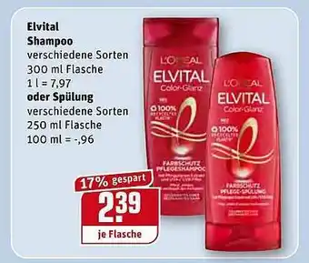 REWE Elvital Shampoo Oder Spülung Angebot