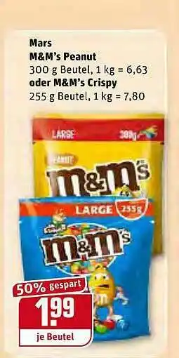 REWE Mars M&m's Peanut Oder M&m's Crispy Angebot