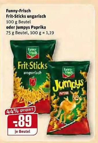 REWE Funny Frisch Fit-sticks Ungarisch Oder Jumpys Paprika Angebot