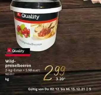 Selgros Quality Wildpreiselbeeren Angebot