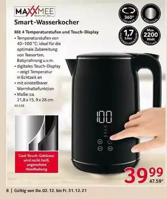 Selgros Maxxmee Smart-wasserkocher Angebot