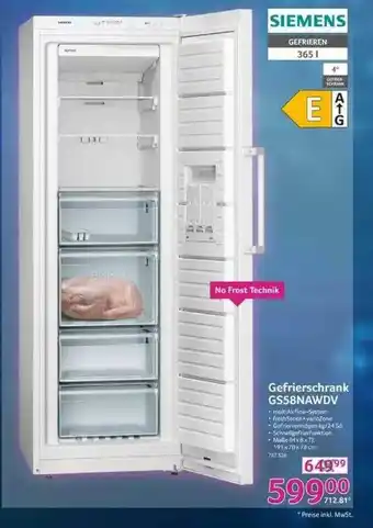 Selgros Siemens Gefrierschrank Gs58nawdv Angebot