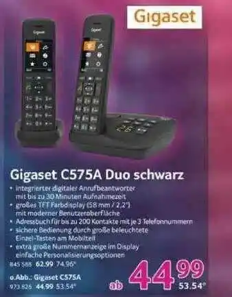 Selgros Gigaset C575a Duo Schwarz Angebot