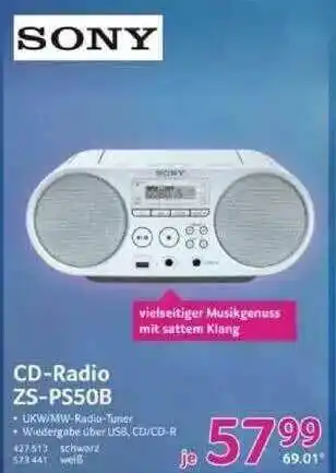 Selgros Sony Cd-radio Zs-ps50b Angebot