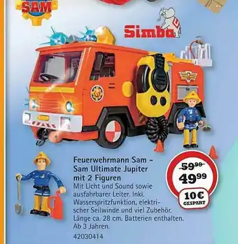 Vedes Feuerwehrmann Sam - Sam Ultimate Jupiter Mit 2 Figuren Angebot