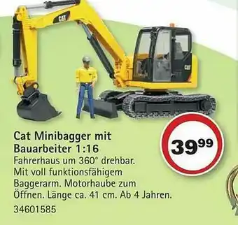 Vedes Cat Minibagger Mit Bauarbeiter 1:16 Angebot