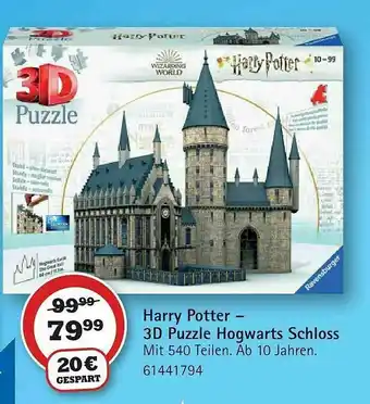 Vedes Harry Potter - 3d Puzzle Hogwarts Schloss Angebot