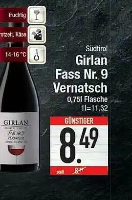 E-Center Girlan Fass Nr. 9 Vernatsch Angebot