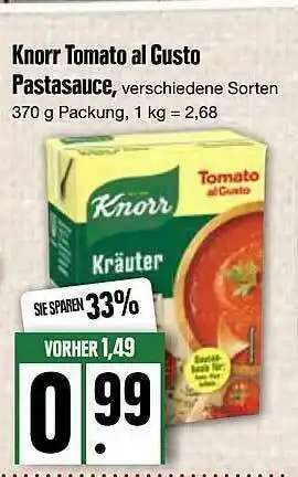 Edeka Knorr Tomato Al Gusto Pastasauce Angebot