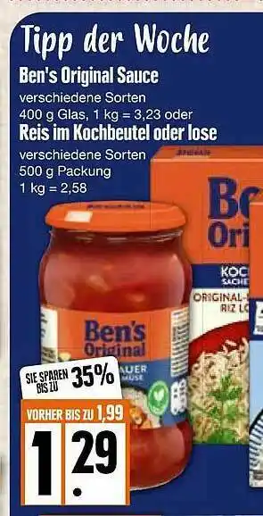 Edeka Tipp Der Woche Ben's Original Sauce Oder Reis Im Kochbeutel Oder Lose Angebot