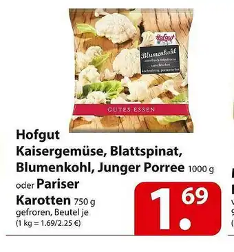 Famila Nord Ost Hofgut Kaiseergemüse, Blattspinat, Blumenkohl, Jugner Porree Oder Pariser Karotten Angebot