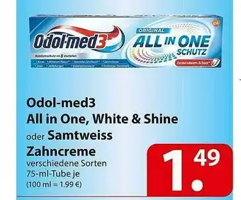 Famila Nord Ost Odol-med3 All In One, White & Shine Oder Samtweiss Zahncreme Angebot