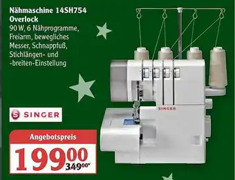 Globus Nähmaschine 14sh754 Overlock Singer Angebot