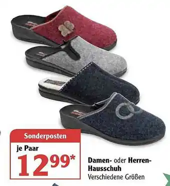 Globus Damen Oder Herren Hausschuh Angebot