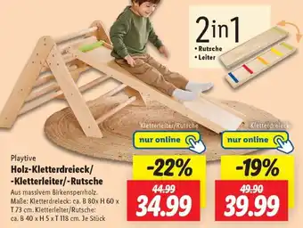 Lidl Playtive Holz-Kletterdreieck/ Kletterleiter/Rutsche Angebot