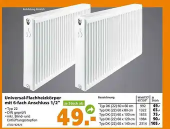 Globus Baumarkt Universal-flachheizkörper Mit 6-fach Anschluss ½ Angebot