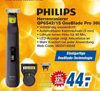 Expert Philips herrenrasierer qp6542/15 oneblade pro 360 Angebot