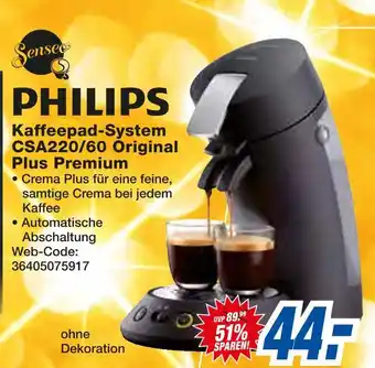 Expert Philips kaffeepad-system csa220/60 original plus premium Angebot