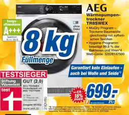 Expert Aeg wärmepumpentrockner tr8swex Angebot