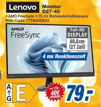 Expert Lenovo monitor d27-40 Angebot