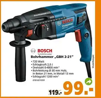 Globus Baumarkt Bosch Bohrhammer „gbh 2-21“ Angebot