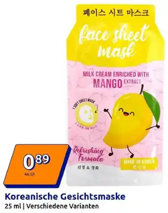 Action Koreanische Gesichtsmaske Angebot