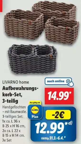 Lidl LIVARNO home Aufbewahrungskorb-Set, 3-teilig Angebot