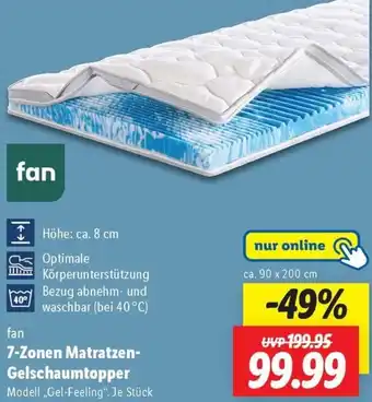 Lidl fan 7-Zonen Matratzen Gelschaumtopper Angebot