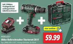 Lidl PARKSIDE Akku-Bohrschrauber Starterset 20 V Angebot