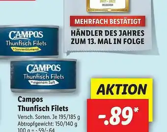 Lidl Campos Thunfisch Filets Angebot