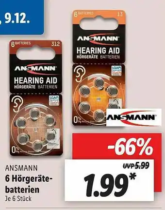 Lidl Ansmann 6 Hörgeräte-batterien Angebot