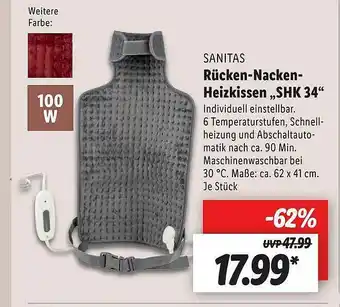 Lidl Sanitas Rücken-nacken-heizkissen „shk 34” Angebot