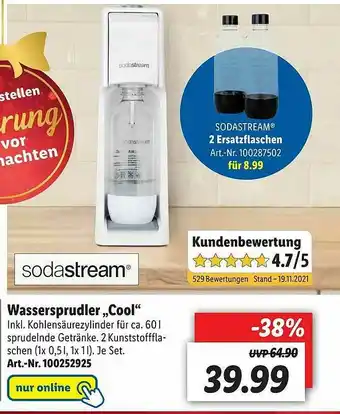 Lidl Wassersprudler „cool” Sodastream Angebot