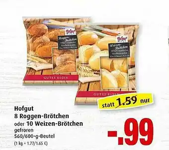 Markant Hofgut 8 Roggen-brötchen Oder 10 Weizen-brötchen Angebot