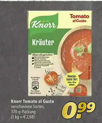 Marktkauf Knorr Tomato Al Gusto Angebot