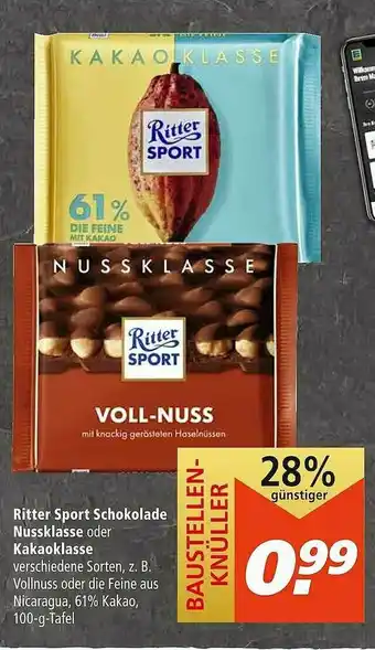 Marktkauf Ritter Sport Schokolade Nussklasse Oder Kakaoklasse Angebot