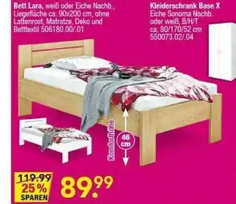 Möbel Boss Bett Lara, Kleiderschrank Base X Angebot