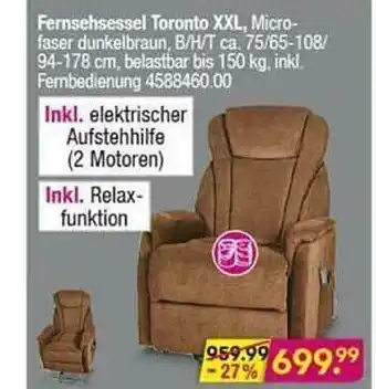 Möbel Boss Fernsehsessell Toronto Xxl Angebot