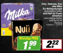 L. STROETMANN GROSSMARKT Daim, Toblerone, Oreo oder Milka Eis-Multipackungen verschiedene Sorten auch Nuii Ice Cream Adventure Angebot