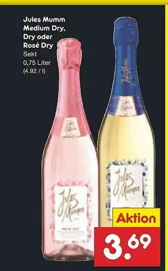 Netto Marken-Discount Jules Mumm Medium Dry Dry Oder Rosé Dry Angebot