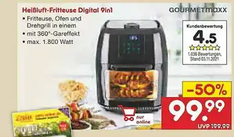 Netto Marken-Discount Heißluft-friteuse Digital 9in1 Gourmetmaxx Angebot