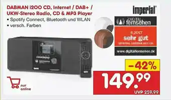 Netto Marken-Discount Dabman I200 Cd Internet Dab+ Ukw-stereo Radio Cd & Mp3 Player Angebot