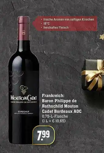 Edeka Frankreich: Baron Philippe De Rothschild Mouton Cadet Bordeaux AOC Angebot