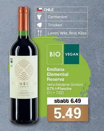 Famila Nord West Emiliana Elemental Reserva Bio Vegan Angebot