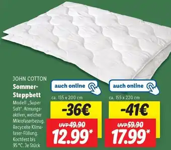 Lidl JOHN COTTON Sommer Steppbett Angebot