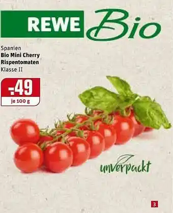 REWE Kaufpark Spanien Bio Mini Cherry Rispentomaten Angebot