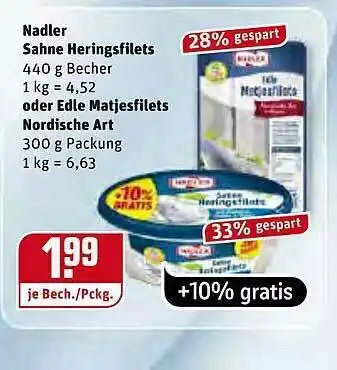 REWE Kaufpark Nadler Sahne Heringsfilets Oder Edle Matjesfilets Nordische Art Angebot