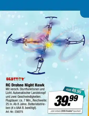 Rofu Kinderland Besttoy Rc Drohne Night Hawk Angebot