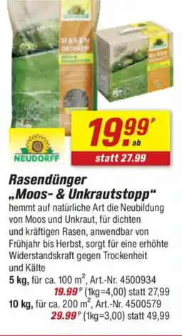 toom Baumarkt NEUDORFF Rasendünger ,,Moos- & Unkrautstopp" Angebot