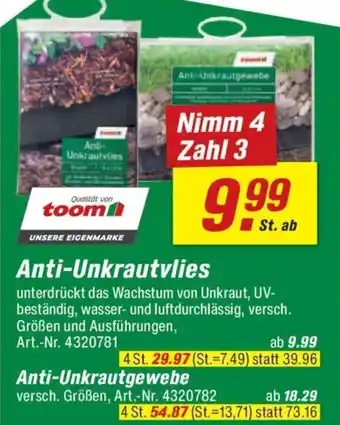 toom Baumarkt Anti-Unkrautvlies Angebot